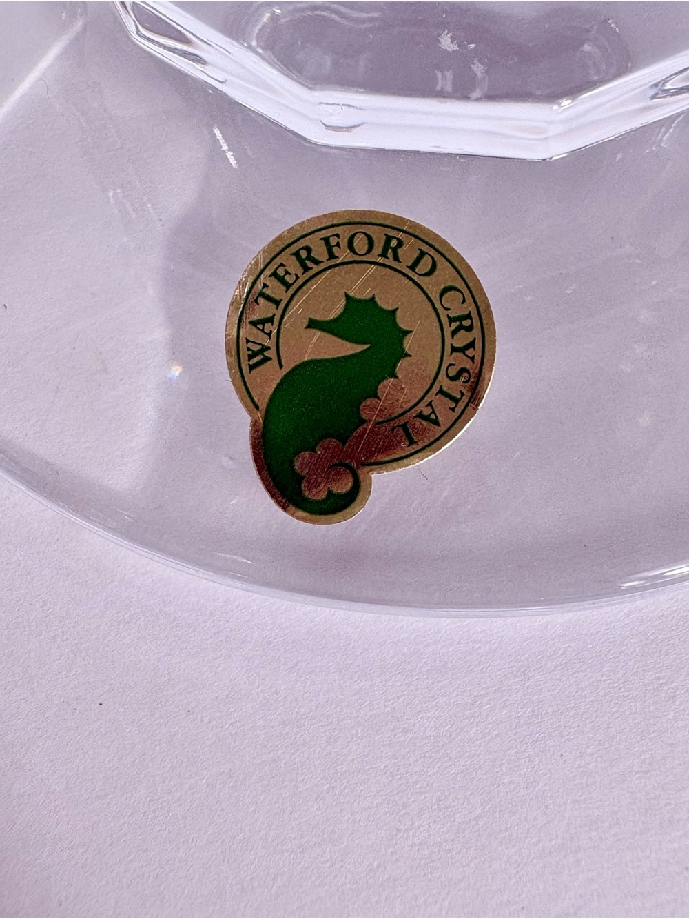 Waterford Illuminology Panel Cut Crystal Candlestick with Gold and Green Label - Picture 2 of 5